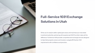 Full-Service 1031 Exchange Solutions in Utah