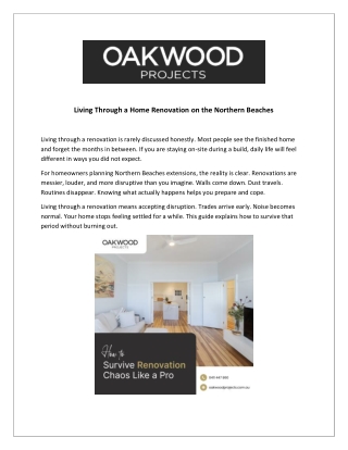 Living Through a Home Renovation on the Northern Beaches