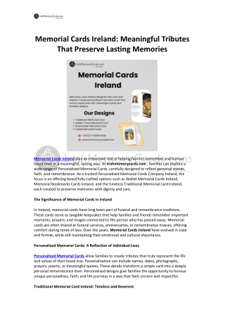 Memorial Cards Ireland- Meaningful Tributes That Preserve Lasting Memories
