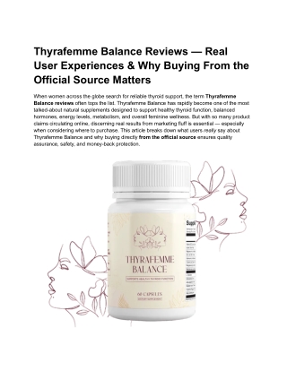 Thyrafemme Balance Reviews — Real User Experiences _ Why Buying From the Official Source Matters