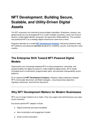 NFT Development: Building Secure, Scalable, and Utility-Driven Digital Assets