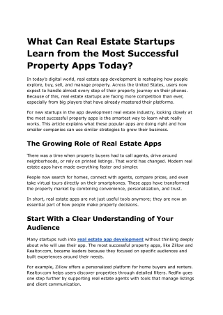 Top Lessons from Today’s Best Real Estate Apps