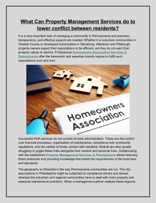 What Can Property Management Services do to lower conflict between residents