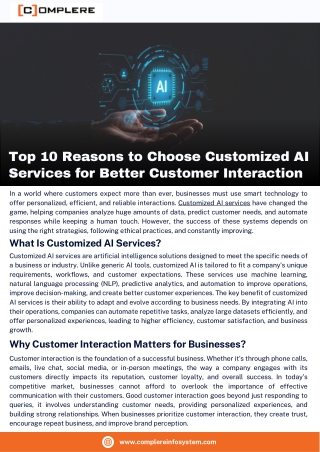 Top 10 Reasons to Choose Customized AI Services for Better Customer Interaction