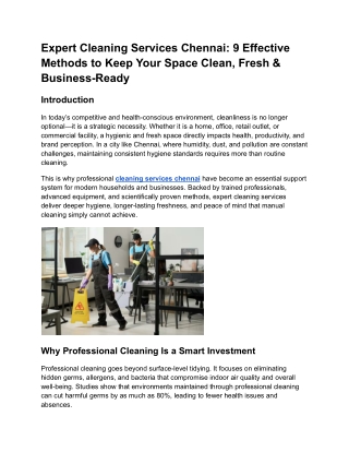 Expert Cleaning Services Chennai 9 Effective Methods to Keep Your Space Clean, Fresh & Business-Ready