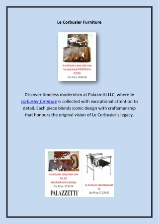 Le Corbusier Furniture from Palazzetti LLC – timeless modernist pieces crafted with precision,palazzetti.com