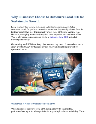 Why Businesses Choose to Outsource Local SEO for Sustainable Growth