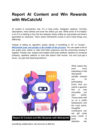 Report AI Content and Win Rewards with WeCatchAI