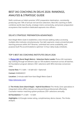 Best IAS Coaching in Delhi: 2026 Complete Rankings Guide