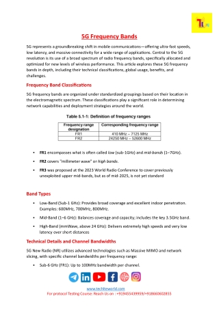 5G Frequency Bands | TechLTE World