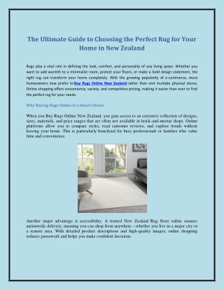 The Ultimate Guide to Choosing the Perfect Rug for Your Home in New Zealand