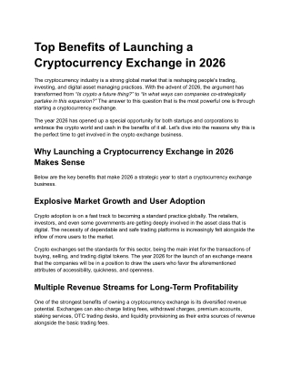 Top Benefits of Launching a Cryptocurrency Exchange in 2026