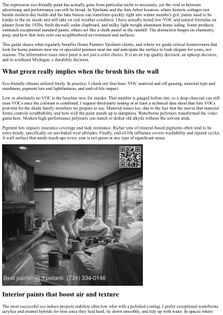 Home Painters Ypsilanti: Eco-Friendly Paint Options That Job