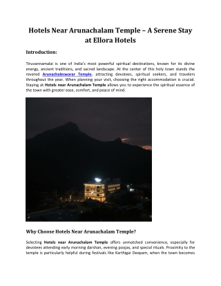 Hotels Near Arunachalam Temple