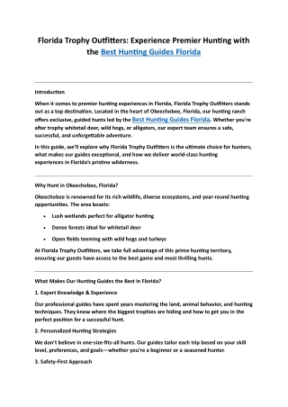 Best Hunting Guides Florida