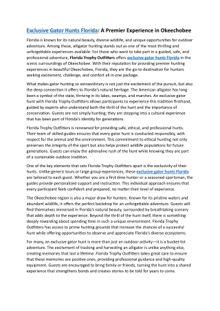 Exclusive Gator Hunts Florida