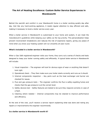 The Art of Heating Excellence-Custom Boiler Service Experiences in Wandsworth