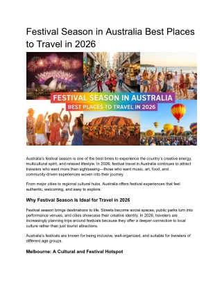 Festival Season in Australia Best Places to Travel in 2026