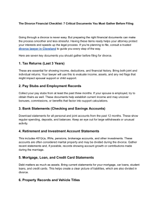 The Divorce Financial Checklist_ 7 Critical Documents You Must Gather Before Filing