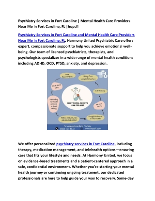 Psychiatry Services in Fort Caroline | Mental Health Care Providers Near Me