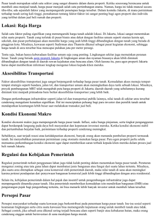 Faktor-faktor Yang Mempengaruhi Harga Pasar Dalam Penjualan Tanah.