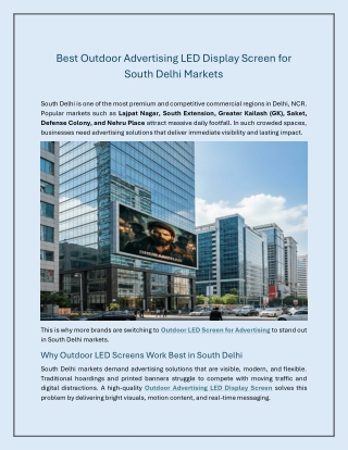Best Outdoor Advertising LED Display Screen for South Delhi Markets