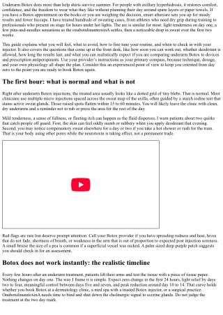 Underarm Botox Aftercare: What to Expect Post-Treatment