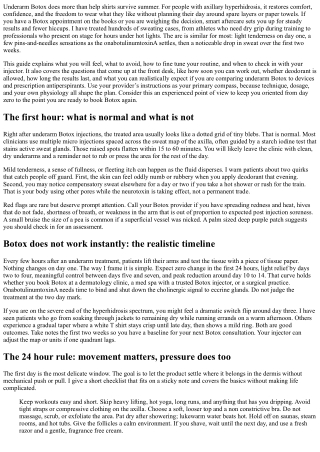 Underarm Botox Aftercare: What to Expect Post-Treatment