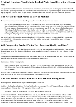 Why Your Product Photos Load Too Slow on Mobile and Exactly What to Do About It