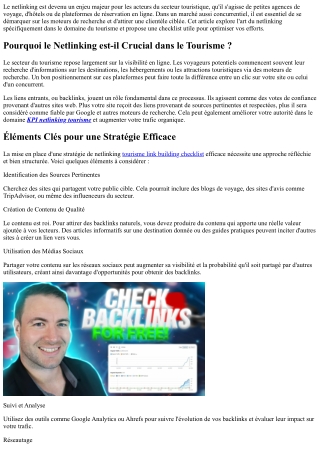 L'Art du Netlinking dans le Tourisme : Créez votre Propre Checklist !