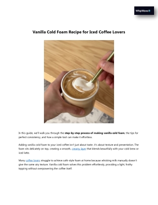 Vanilla Cold Foam Recipe for Iced Coffee Lovers