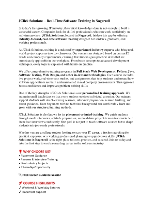 RealTime Software Training in Nagercoil