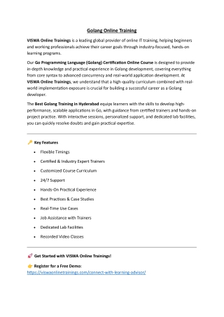 Golang Online Training & Real Time Support From India, Hyderabad