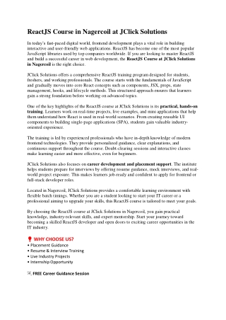 Reactjs Course in nagercoil