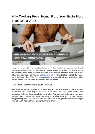 Why Working From Home Blurs Your Brain More Than Office Work