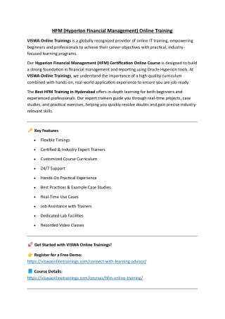 HFM Online Training & Real Time Support From India, Hyderabad