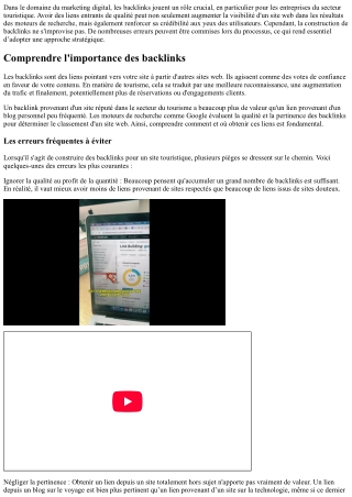 Comment améliorer vos backlinks touristiques sans faire d'erreurs ?