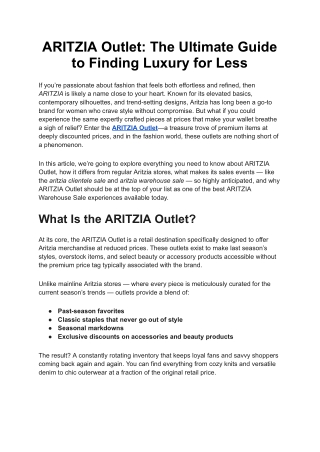 ARITZIA Outlet - The Ultimate Guide to Finding Luxury for Less