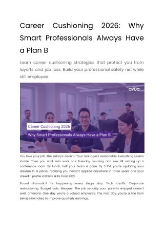 Career Cushioning 2026: Why Smart Professionals Always Have a Plan B