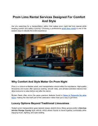 Prom Limo Rental_ Services Designed For Comfort And Style