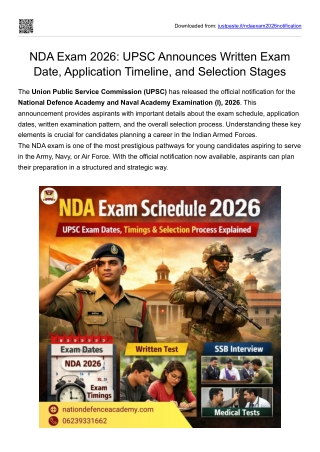 NDA Exam 2026- UPSC Announces Written Exam Date, Application Timeline, and Selection Stages