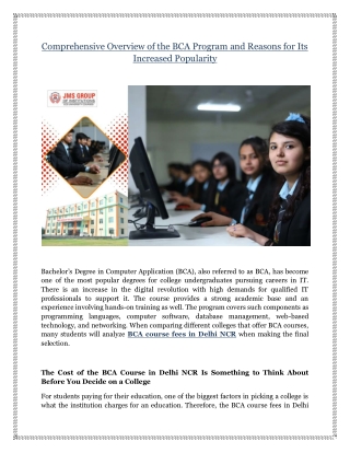 Comprehensive Overview of the BCA Program and Reasons for Its Increased Popularity