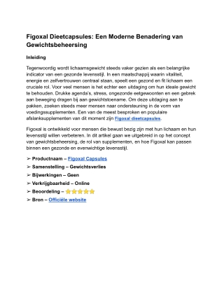 Figoxal Dieetcapsules_ Een Moderne Benadering van Gewichtsbeheersing