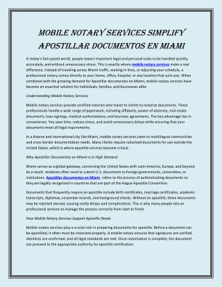 Mobile Notary Services Simplify Apostillar Documentos en Miami