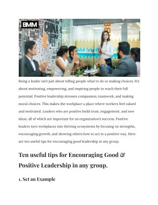 Empowering Positive Leadership_ Building Teams That Thrive