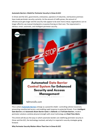 Automatic Barriers - Shield for Perimeter Security in Oman & GCC