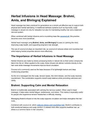 Herbal Infusions in Head Massage_ Brahmi, Amla, and Bhringraj Explained