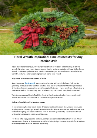 Floral Wreath Inspiration: Timeless Beauty for Any Interior Style