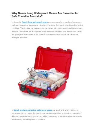 Why Nanuk Long Waterproof Cases Are Essential for Safe Travel in Australia