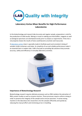 Trusted Laboratory Vortex Mixer manufacturer